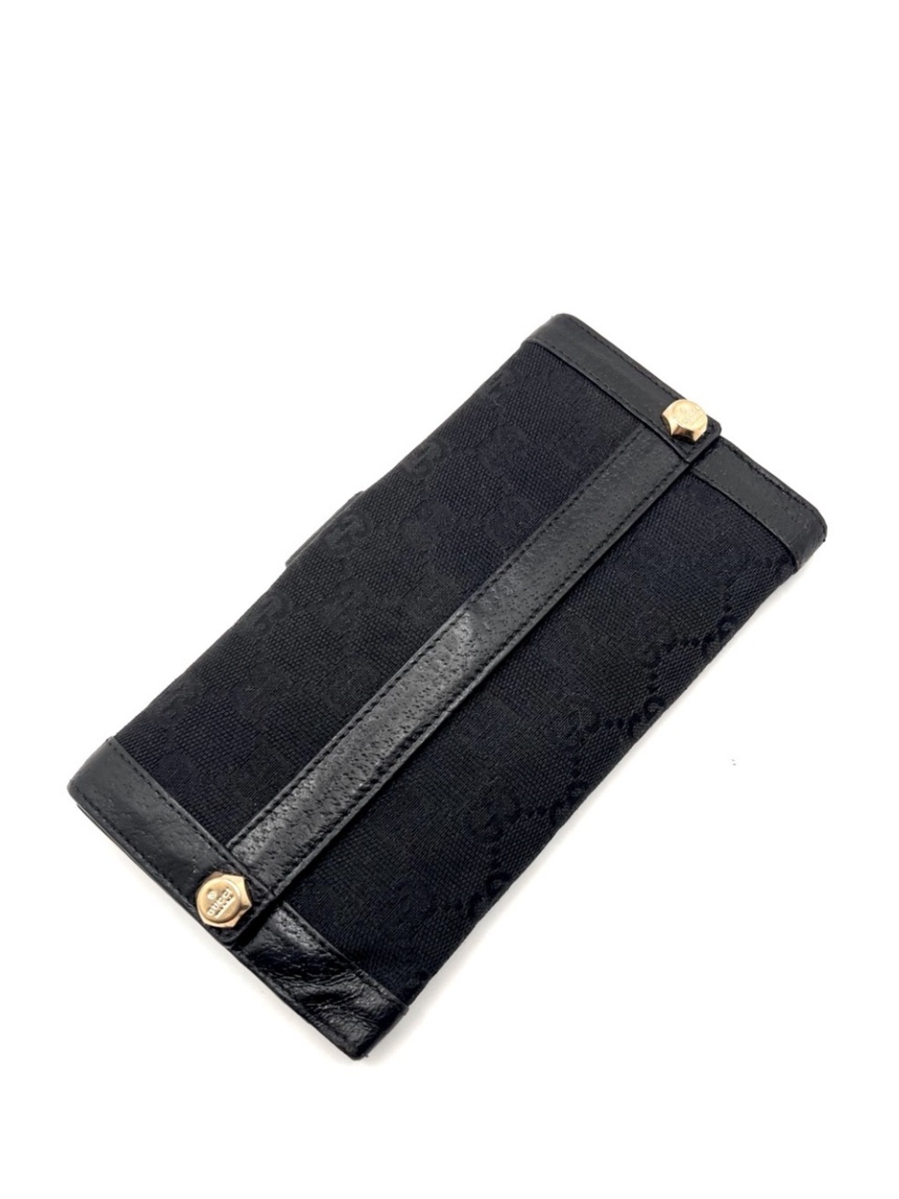 Authentic GUCCI Black Monogram Canvas x Leather Long Wallet